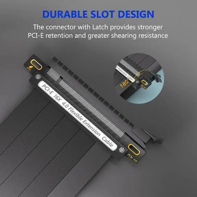 Alt view image 3 of 6 - PCIe 4.0 x16 Riser Cable Graphics Card Extension Cord High Speed 64G Flexible PCI Express Gen 4 GPU ITX PC Connector for Desktop