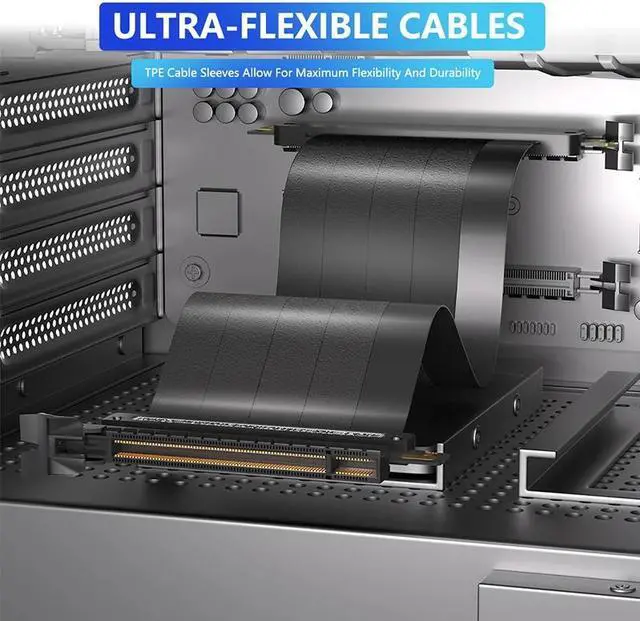 Alt view image 5 of 6 - PCIe 4.0 x16 Riser Cable Graphics Card Extension Cord High Speed 64G Flexible PCI Express Gen 4 GPU ITX PC Connector for Desktop