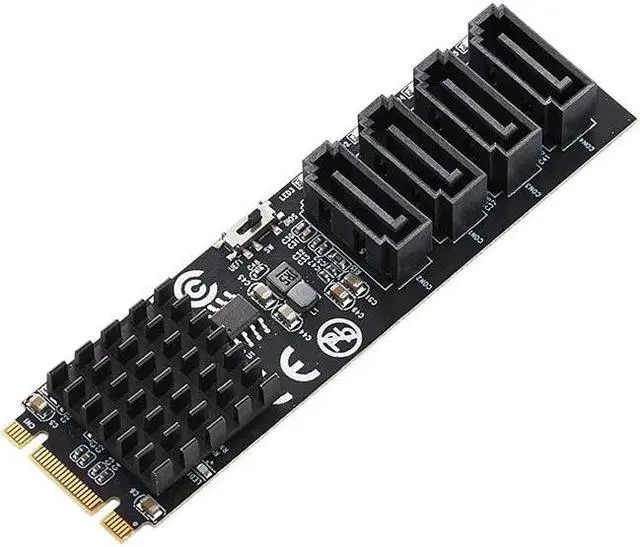 Alt view image 2 of 6 - RAID Card M.2 to 4Port SATA3.0 6Gbps SSD HDD Adapter RAID Controller M+B Key 2280mm Size PCIe2.0 Marvell 9236 Chip for UEFI BIOS