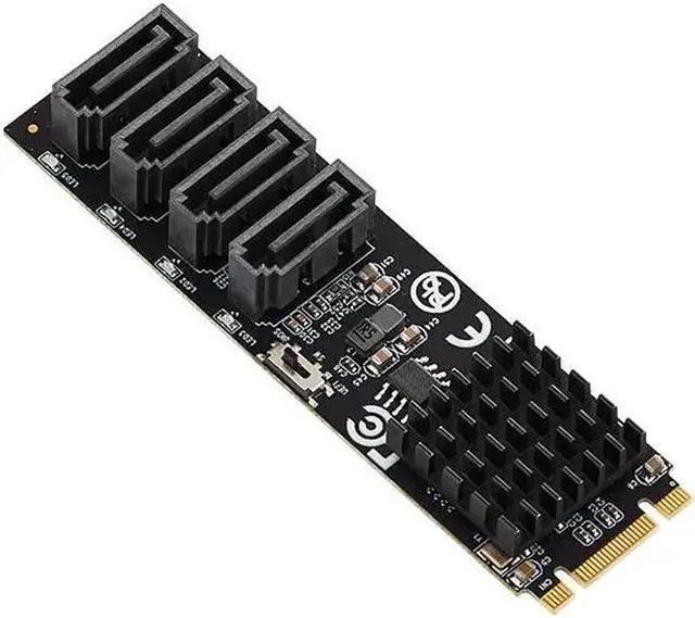 Alt view image 4 of 6 - RAID Card M.2 to 4Port SATA3.0 6Gbps SSD HDD Adapter RAID Controller M+B Key 2280mm Size PCIe2.0 Marvell 9236 Chip for UEFI BIOS