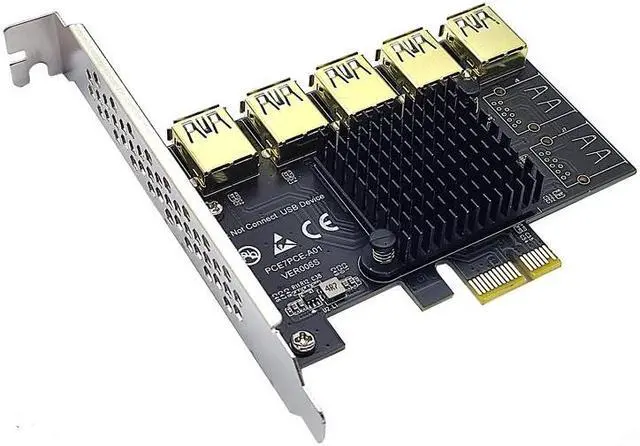 Alt view image 2 of 6 - PCIE 1 to 5 Riser Adapter PCIE X1 to USB 3.0 Multiplier PCI Express Riser Card For Graphic Card Bitcoin Miner Mining Add On Card