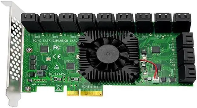 Alt view image 2 of 6 - Chi a Mining Riser PCIe to 24 Port SATA 3.0 6 Gbps SSD Adapter PCI-e PCI Express x4 Controller Expansion Card Supports x4 x8 x16