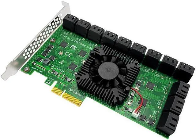 Alt view image 3 of 6 - Chi a Mining Riser PCIe to 24 Port SATA 3.0 6 Gbps SSD Adapter PCI-e PCI Express x4 Controller Expansion Card Supports x4 x8 x16