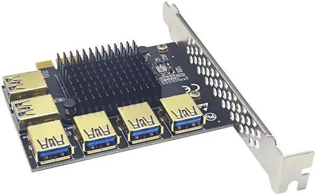 Alt view image 3 of 6 - PCIE Riser Gold PCIE PCI-E Riser Card 1 to 4 USB 3.0 Multiplier Hub X16 PCI Express 1X 16X Adapter For Bitcoin ETH Mining Miner