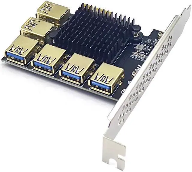Alt view image 2 of 6 - PCIE Riser Gold PCIE PCI-E Riser Card 1 to 4 USB 3.0 Multiplier Hub X16 PCI Express 1X 16X Adapter For Bitcoin ETH Mining Miner
