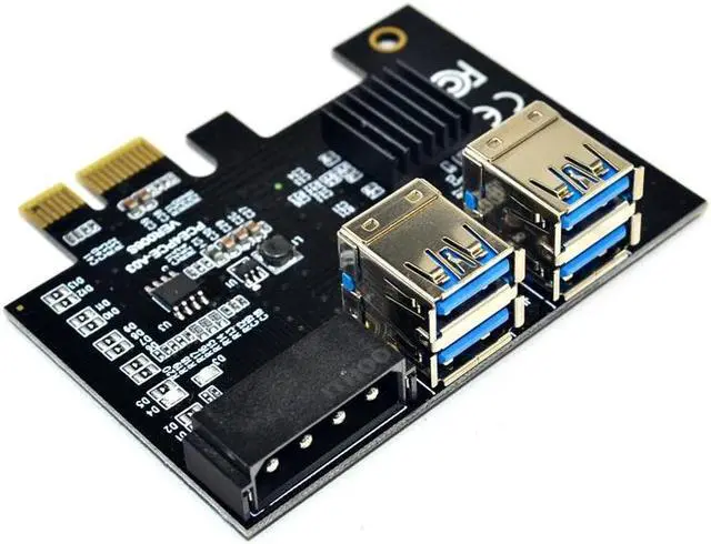 Alt view image 2 of 6 - PCI e 1 to 4 PCI e Adapter PCIe 1x to 16x Slots Gold USB 3.0 Mining Special PCIE Riser Card Extender Board For Bitcoin Miner