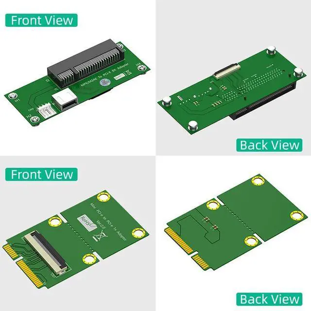 Alt view image 3 of 6 - Mini PCIE to PCI Express X8 Slot USB2.0 Riser Board with FPC Extension Cable 4Pin Power Magnetic Pad Horizontal Installation