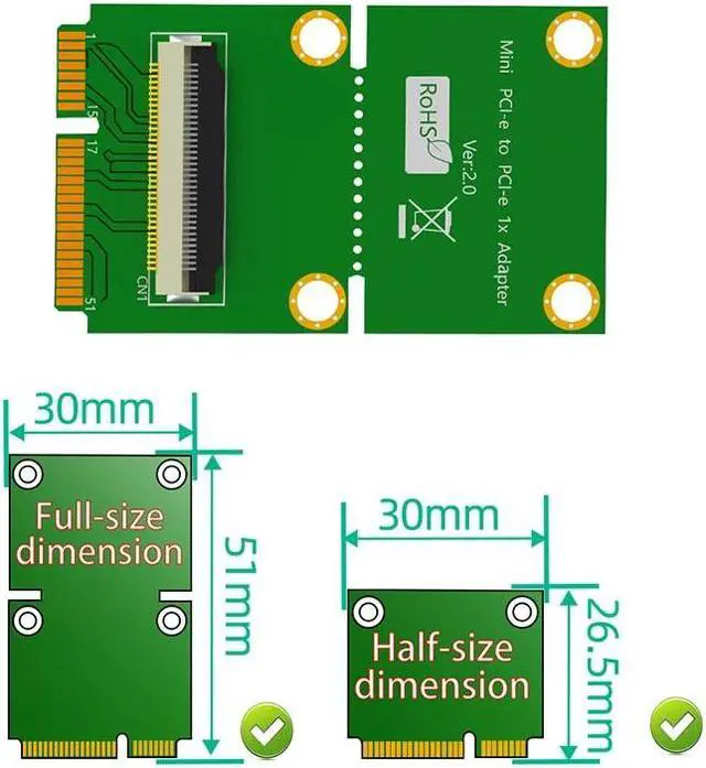 Alt view image 4 of 6 - Mini PCIE to PCI Express X8 Slot USB2.0 Riser Board with FPC Extension Cable 4Pin Power Magnetic Pad Horizontal Installation