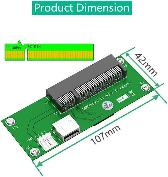 Alt view image 6 of 6 - Mini PCIE to PCI Express X8 Slot USB2.0 Riser Board with FPC Extension Cable 4Pin Power Magnetic Pad Horizontal Installation
