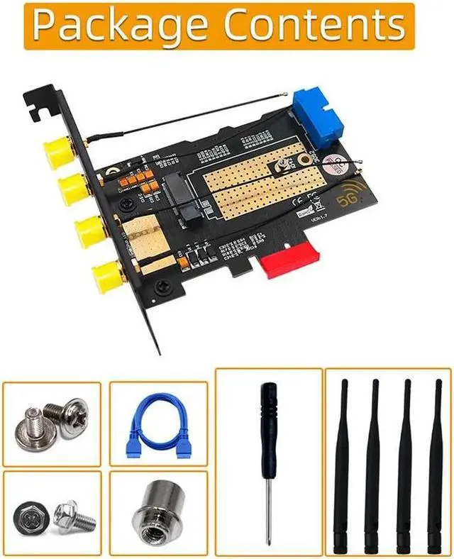 Alt view image 6 of 6 - M.2 Wifi Module to PCIE X1 / USB 3.0 Expansion Card 4 Antennas NANO SIM Slot NGFF B Key for 30x42/52 3G 4G 5G M2 Wireless Module