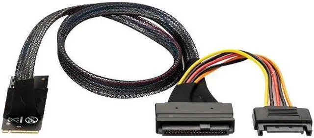 Alt view image 3 of 6 - 50cm M.2 NVME M Key to SFF-8639 U.2 Cable Adapter with 15Pin SATA Power Supply Cable for 2.5 inch NVMe SSD M2 to U.2 Riser Cable