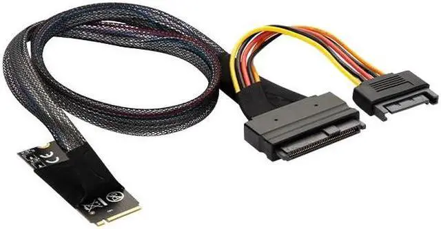 Alt view image 2 of 6 - 50cm M.2 NVME M Key to SFF-8639 U.2 Cable Adapter with 15Pin SATA Power Supply Cable for 2.5 inch NVMe SSD M2 to U.2 Riser Cable