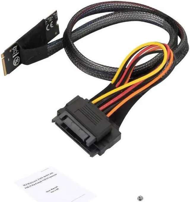 Alt view image 5 of 6 - 50cm M.2 NVME M Key to SFF-8639 U.2 Cable Adapter with 15Pin SATA Power Supply Cable for 2.5 inch NVMe SSD M2 to U.2 Riser Cable