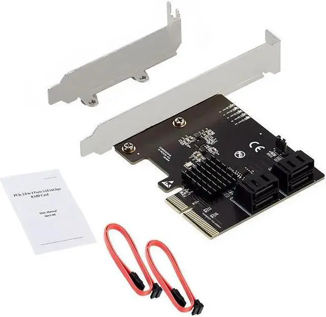 Alt view image 6 of 6 - Raid Card PCI Express X4 to 4Port SATA 3.0 6Gbps Controller Expansion Card Support SATA3.0 HDD SSD RAID 0/1/10 Marvell 9236 Chip