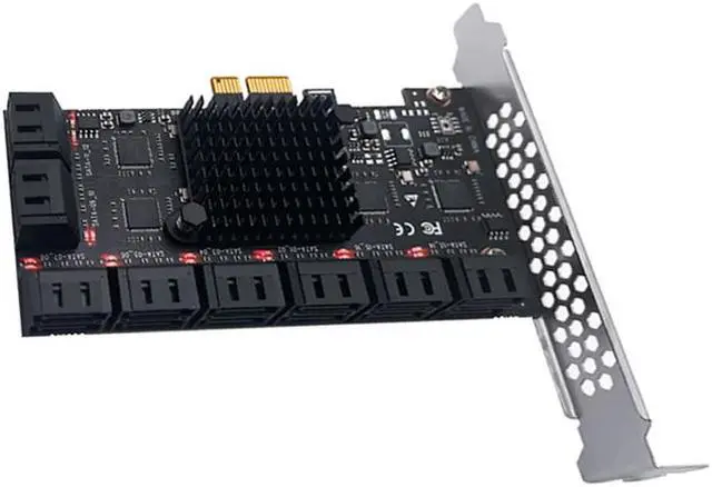 Alt view image 2 of 6 - Chi a Mining Riser PCIE SATA PCI-E Adapter 16 Port SATA Controller PCI Express X1 to SATA3.0 6Gbps Interface Rate Expansion Card