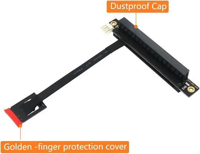 Alt view image 2 of 6 - PCIE Riser 270 degree M.2 NGFF Key A-E To PCI Express 16X Adapter Cable Riser 4Pin FDD Power Connector for PCI-E Tester Extender