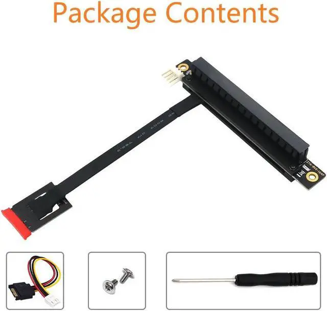 Alt view image 6 of 6 - PCIE Riser 270 degree M.2 NGFF Key A-E To PCI Express 16X Adapter Cable Riser 4Pin FDD Power Connector for PCI-E Tester Extender