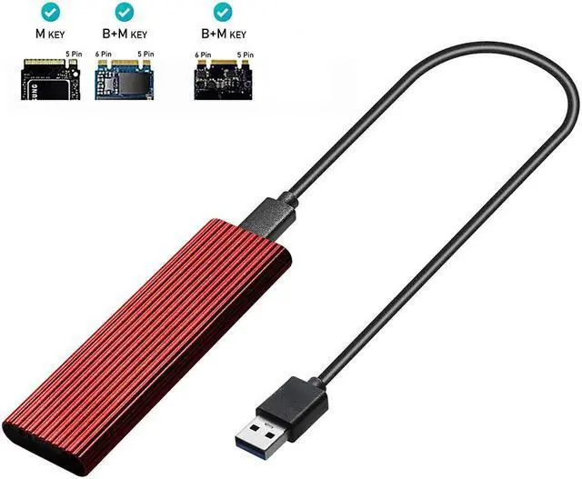 Alt view image 3 of 6 - Dual Protocol M2 NVMe/NGFF SATA SSD Case 10Gbps HDD Box M.2 NVME SSD to USB 3.1 Enclosure Type-A to Type-C Cable for M.2 SSD