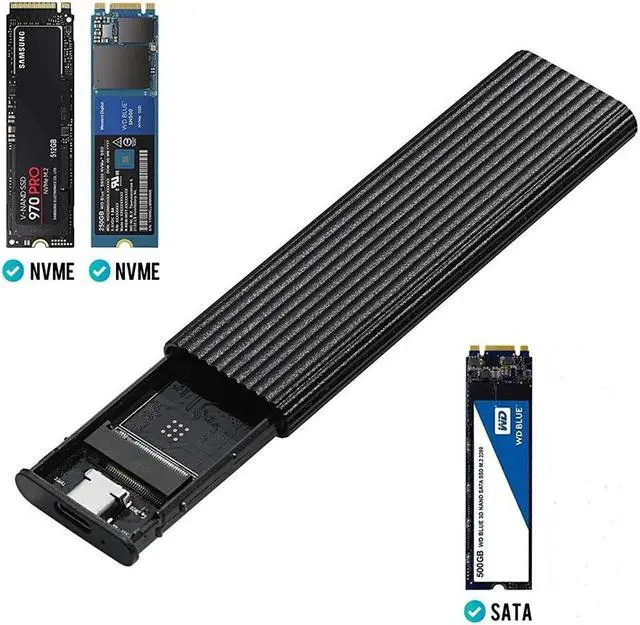 Alt view image 5 of 6 - Dual Protocol M2 NVMe/NGFF SATA SSD Case 10Gbps HDD Box M.2 NVME SSD to USB 3.1 Enclosure Type-A to Type-C Cable for M.2 SSD