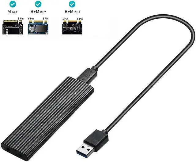 Alt view image 4 of 6 - Dual Protocol M2 NVMe/NGFF SATA SSD Case 10Gbps HDD Box M.2 NVME SSD to USB 3.1 Enclosure Type-A to Type-C Cable for M.2 SSD