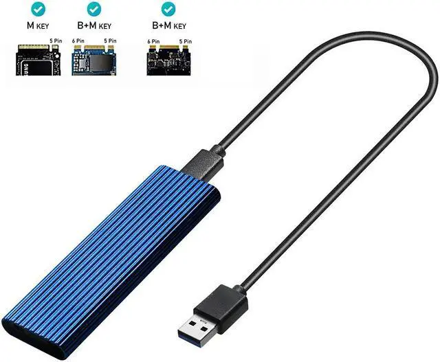 Alt view image 2 of 6 - Dual Protocol M2 NVMe/NGFF SATA SSD Case 10Gbps HDD Box M.2 NVME SSD to USB 3.1 Enclosure Type-A to Type-C Cable for M.2 SSD