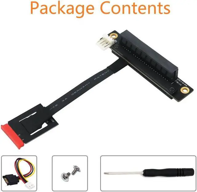 Alt view image 6 of 6 - PCIE Riser 270 degree M.2 NGFF Dual Key A-E To PCI-E 8X Adapter Cable Converter 4P FDD Power Connector for PCI-E Tester Extender