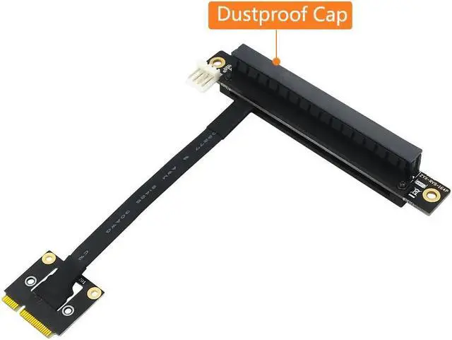 Alt view image 2 of 6 - PCI-E Riser Converter 270 Degree Mini PCIe To PCI-E 16X Adapter Cable Riser w/ 4pin FDD Power Connector for PCIE Tester Extender