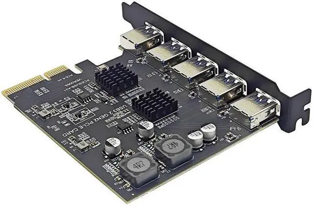Alt view image 3 of 6 - PCIE USB Expansion Card 5 Ports USB3.1 PCI Express X4 Add On Cards PCI-E USB HUB Adapter USB3.2 Gen2 10Gbps for Desktop Computer