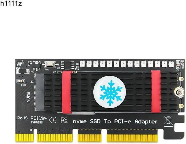 Main image of NVMe PCIe M.2 NGFF SSD to PCI Express X4 X8 X16 Adapter Riser PCIe to M2 Add On Cards Black Heatsink Marquee LED for Chia Mining