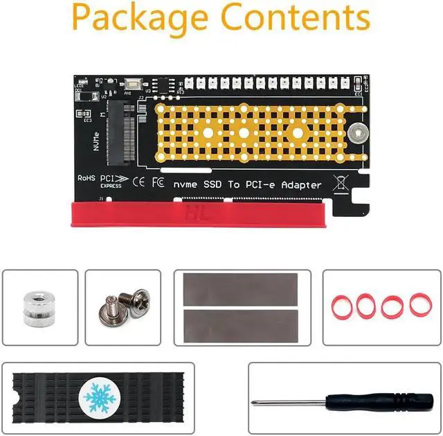 Alt view image 5 of 6 - NVMe PCIe M.2 NGFF SSD to PCI Express X4 X8 X16 Adapter Riser PCIe to M2 Add On Cards Black Heatsink Marquee LED for Chia Mining