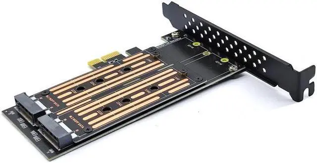 Alt view image 3 of 6 - Add On Cards PCIE to M2 Adapter SATA M.2 SSD PCI Express Adapter M2 PCI E Adapter M.2 SATA SSD to PCI-E Card 2 Port B+M Key Card