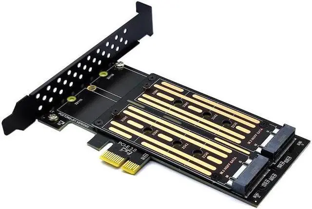 Alt view image 2 of 6 - Add On Cards PCIE to M2 Adapter SATA M.2 SSD PCI Express Adapter M2 PCI E Adapter M.2 SATA SSD to PCI-E Card 2 Port B+M Key Card
