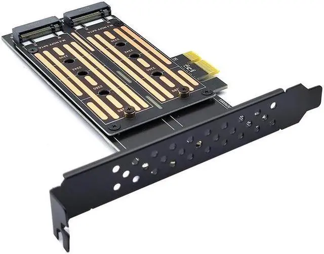 Alt view image 4 of 6 - Add On Cards PCIE to M2 Adapter SATA M.2 SSD PCI Express Adapter M2 PCI E Adapter M.2 SATA SSD to PCI-E Card 2 Port B+M Key Card
