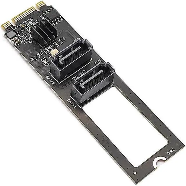Alt view image 4 of 6 - M.2 NVME to SATA 3.0 6Gb Expansion Card Adapter M.2 Key-M PCIE NVME to 2 Port SATA3.0 Riser Card Converter JMB582 PCI-E 3.0 Chip