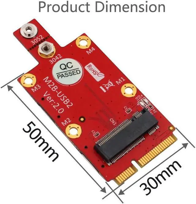 Alt view image 3 of 6 - M2 to Mini PCIE Converter Riser with Dual NANO SIM Card Slot M.2 Key B to Mini PCI-E Adapter Supports 3G/4G/5G Module for PC