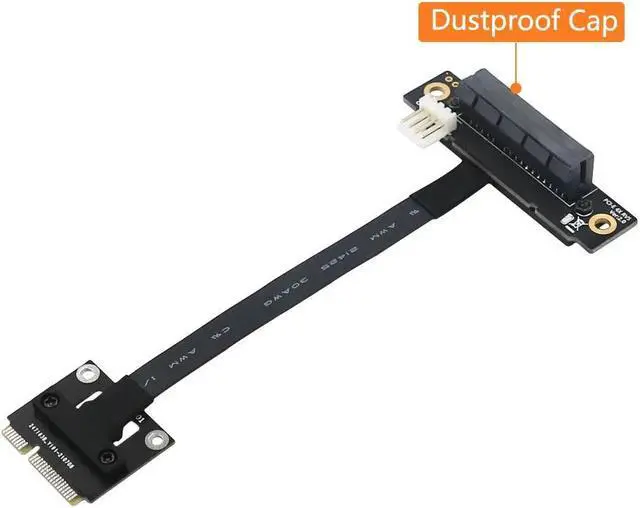 Alt view image 2 of 6 - PCI-E Riser 270 Degree Mini PCIe To PCI-E 4X Adapter Converter Cable Riser w/ 4pin FDD Power Connector for PCI-E Tester Extender