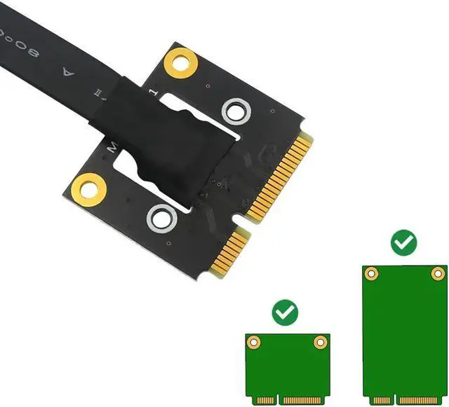 Alt view image 6 of 6 - PCI-E Riser 270 Degree Mini PCIe To PCI-E 4X Adapter Converter Cable Riser w/ 4pin FDD Power Connector for PCI-E Tester Extender