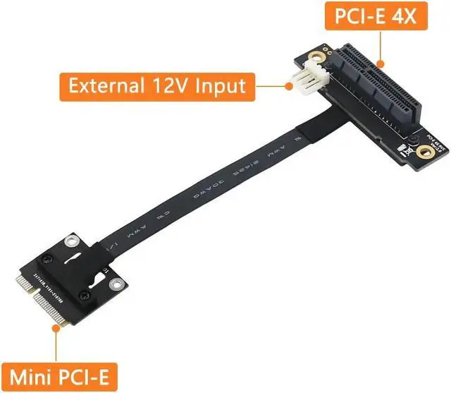 Alt view image 3 of 6 - PCI-E Riser 270 Degree Mini PCIe To PCI-E 4X Adapter Converter Cable Riser w/ 4pin FDD Power Connector for PCI-E Tester Extender