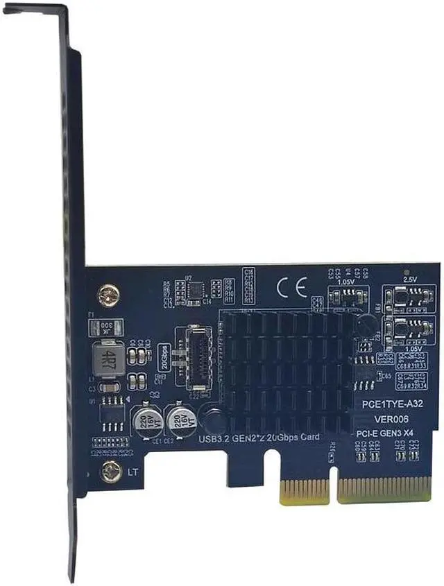 Alt view image 5 of 6 - PCI-E USB 3.2 GEN2*2 20Gbps TYPE E Expansion Card PCI Express 3.0 X4 to TYPE-E Adapter SATA Power for PC Front Panel USB C Riser