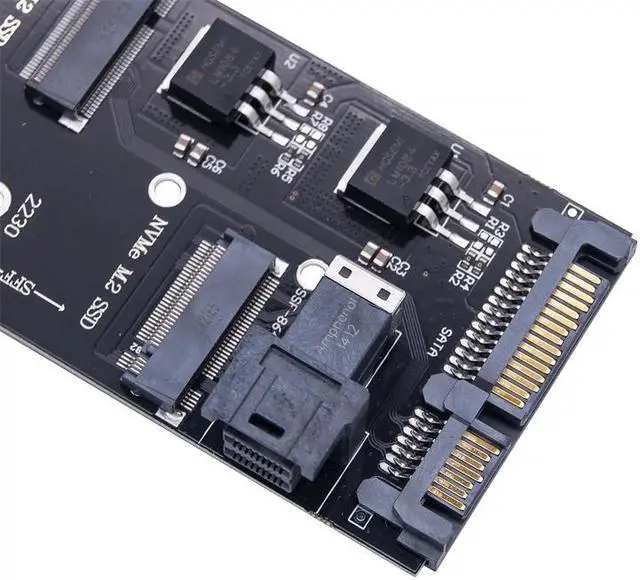 Alt view image 3 of 6 - SATA NVME M2 Adapter SSD M2 Adapter NVME PCIE SSD to SFF-8643 Adapter M.2 NGFF SATA SSD to SATA Add On Cards Riser for 22110 M.2