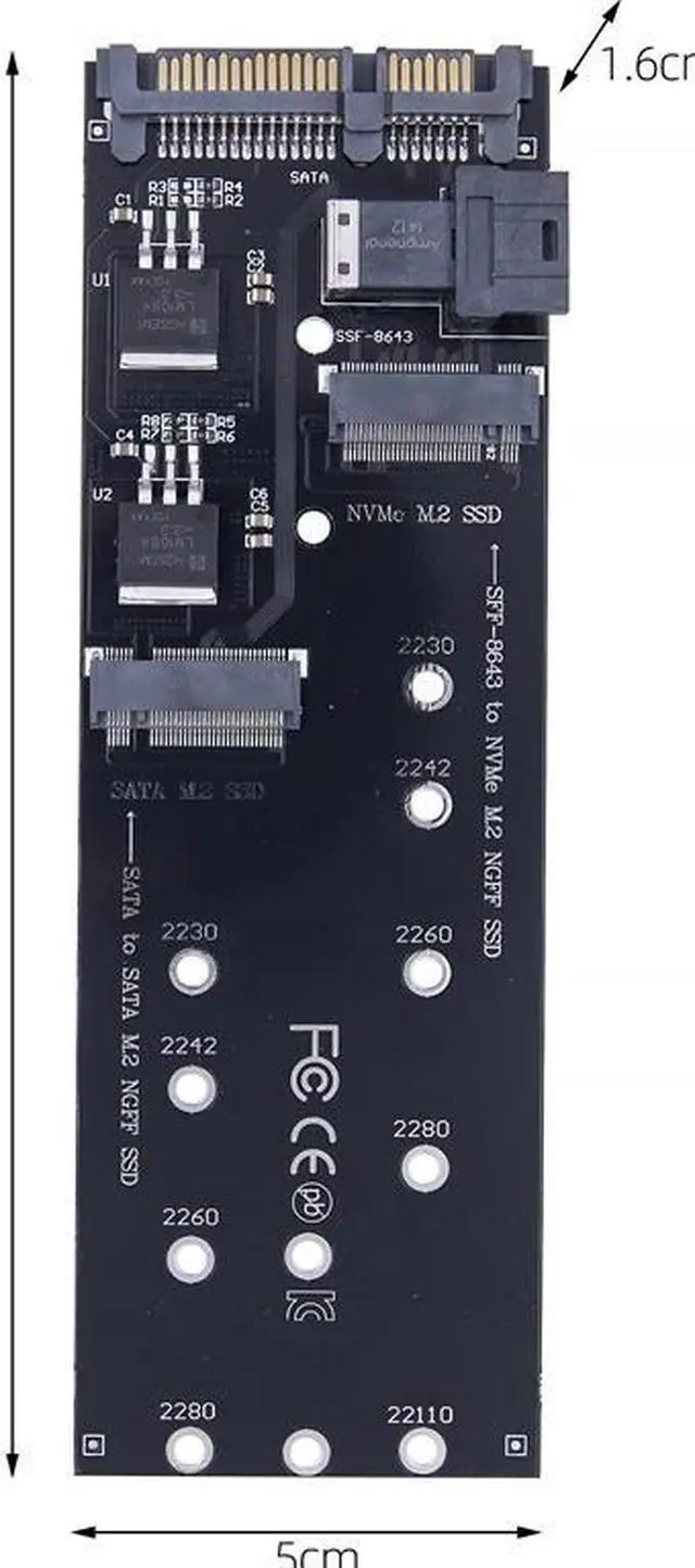 Alt view image 5 of 6 - SATA NVME M2 Adapter SSD M2 Adapter NVME PCIE SSD to SFF-8643 Adapter M.2 NGFF SATA SSD to SATA Add On Cards Riser for 22110 M.2