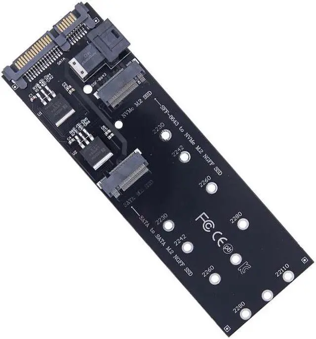 Alt view image 6 of 6 - SATA NVME M2 Adapter SSD M2 Adapter NVME PCIE SSD to SFF-8643 Adapter M.2 NGFF SATA SSD to SATA Add On Cards Riser for 22110 M.2