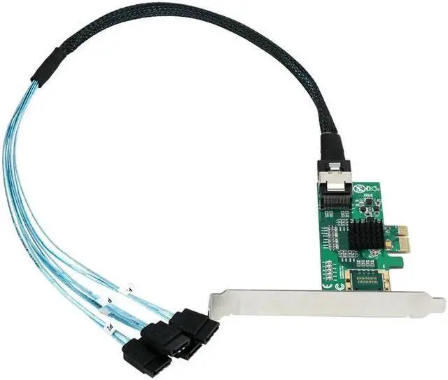 Alt view image 5 of 6 - PCIE SATA Expansion Card PCI Express X1 to SFFF-8087 4 Port SATA3.0 6Gb Controller Marvell 9215 Chip Converter Riser for HDD SSD