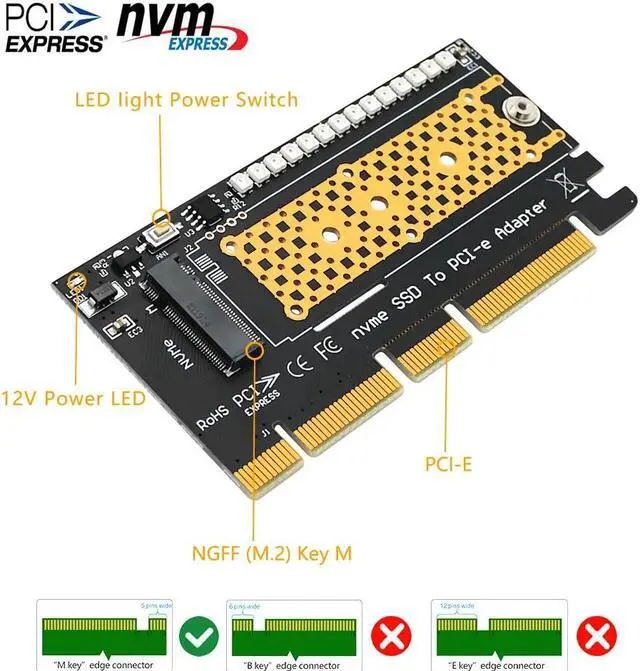 Alt view image 5 of 6 - M.2 NVME SSD to PCIe 3.0 Riser Card NVME SSD PCI Express X4 X8 X16 Adapter for Desktop PC PCI-E GEN 3 Full Speed for Chia Mining