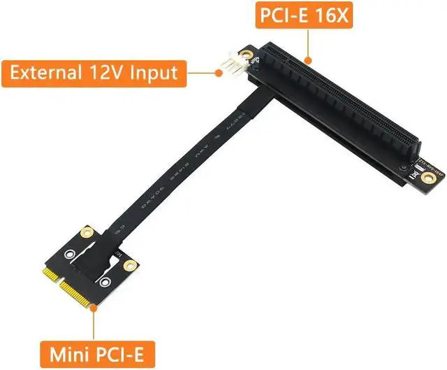 Alt view image 3 of 6 - PCI-E Riser Converter 270 Degree Mini PCIe To PCI-E 16X Adapter Cable Riser w/ 4pin FDD Power Connector for PCIE Tester Extender