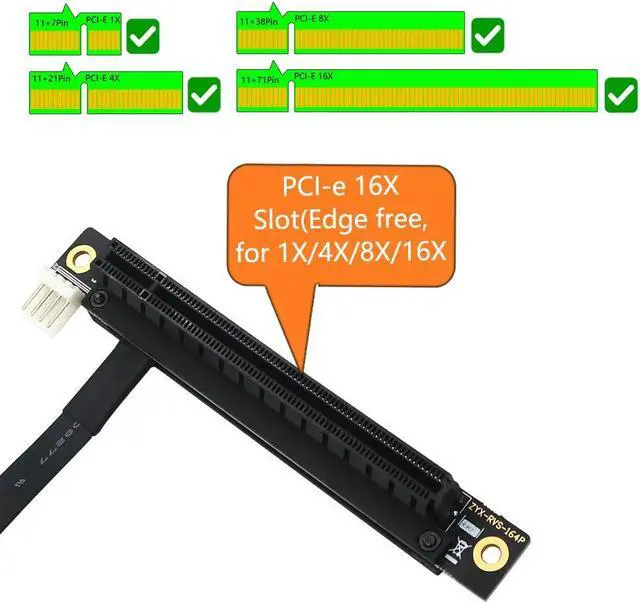 Alt view image 4 of 6 - PCI-E Riser Converter 270 Degree Mini PCIe To PCI-E 16X Adapter Cable Riser w/ 4pin FDD Power Connector for PCIE Tester Extender