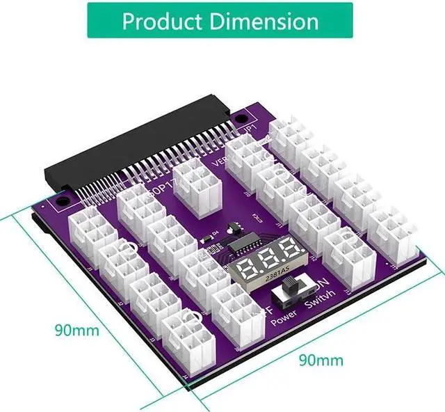 Alt view image 5 of 6 - ATX 17x 6Pin Power Supply Breakout Board Adapter Converter 17 x PCIe Port 6Pin Power Connector 12V for Ethereum BTC Miner Mining