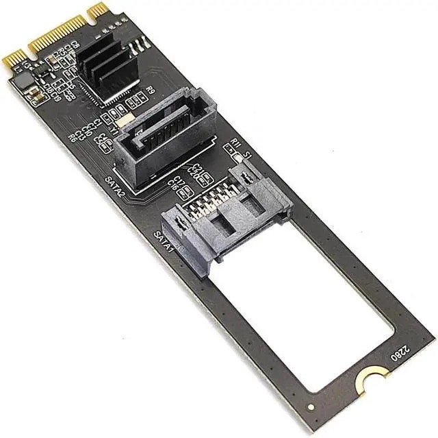Alt view image 4 of 6 - M2 NGFF NVME to SATA 3.0 6G Expansion Card M.2 Key-M PCIE NVME to SATA Hard Disk Drive Converter Riser Card JMB582 PCIE 3.0 Chip