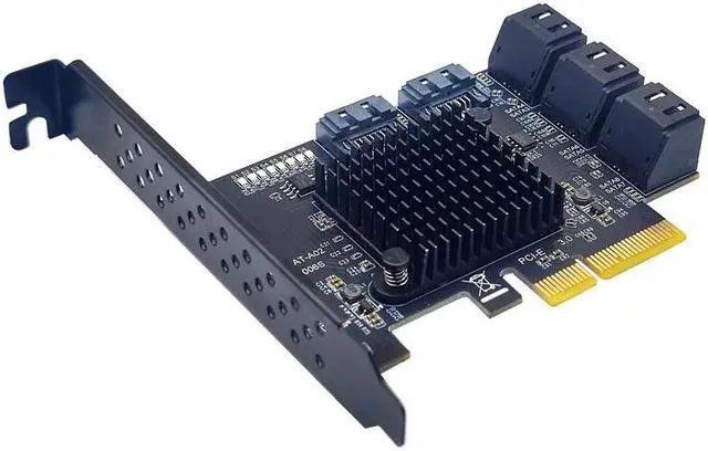 Alt view image 2 of 6 - PCIE 8 Port SATA Expansion Card Extension Board PCI E PCI-E PCI Express X4 to SATA3 6G HDD SSD Adapter Controller Hub Multiplier
