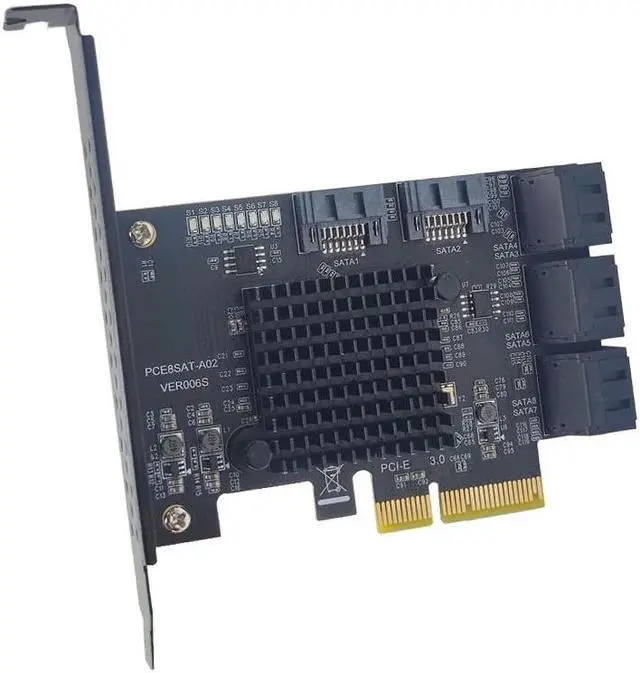 Alt view image 6 of 6 - PCIE 8 Port SATA Expansion Card Extension Board PCI E PCI-E PCI Express X4 to SATA3 6G HDD SSD Adapter Controller Hub Multiplier